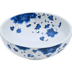 Sanitair & Loodgietersbenodigdheden*vidaXL Opzetwasbak rond Φ41x14 cm keramiek wit en blauw Blauw en wit