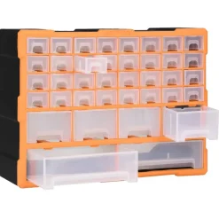 Bouwbeslag*vidaXL Organiser met 38 lades 52x16x37,5 cm Oranje en zwart