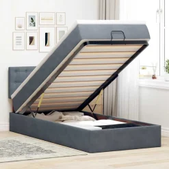 Bedden & Accessoires*vidaXL Ottoman bed met matras 80x200cm fluweel Donkergrijs