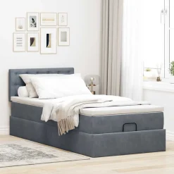 Bedden & Accessoires*vidaXL Ottoman bed met matras 80x200cm fluweel Donkergrijs