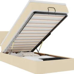 Ottoman bed met matras en LED's 80x200cm stof crèmekleurig>vidaXL Online