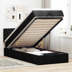 Bedden & Accessoires*vidaXL Ottoman bed met matras 80x200cm stof Zwart