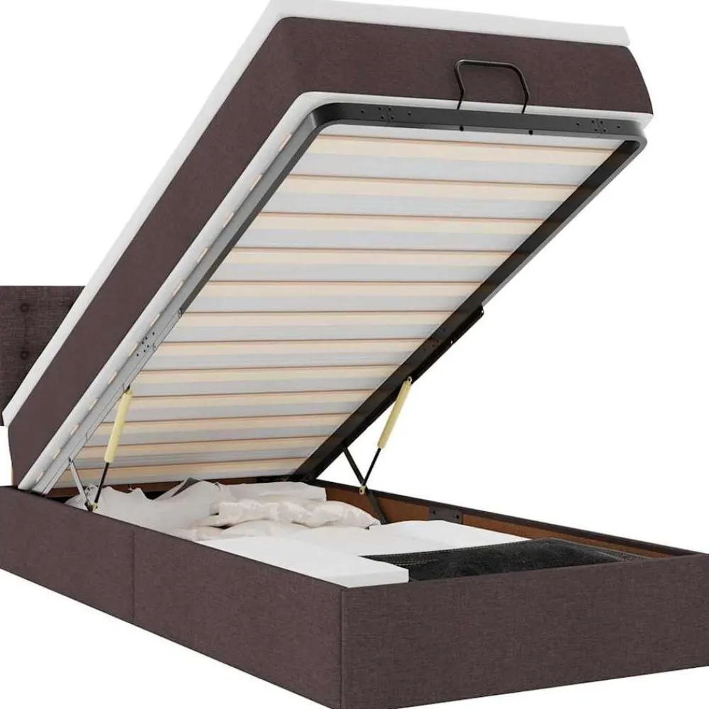 Ottoman bed met matras en LED's 80x200cm stof>vidaXL Outlet