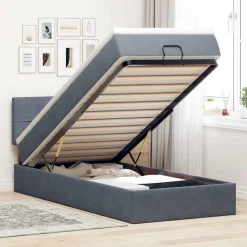 Bedden & Accessoires*vidaXL Ottoman bed met matras en LED's 80x200cm fluweel Donkergrijs