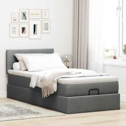 Bedden & Accessoires*vidaXL Ottoman bed met matras 80x200cm stof Donkergrijs