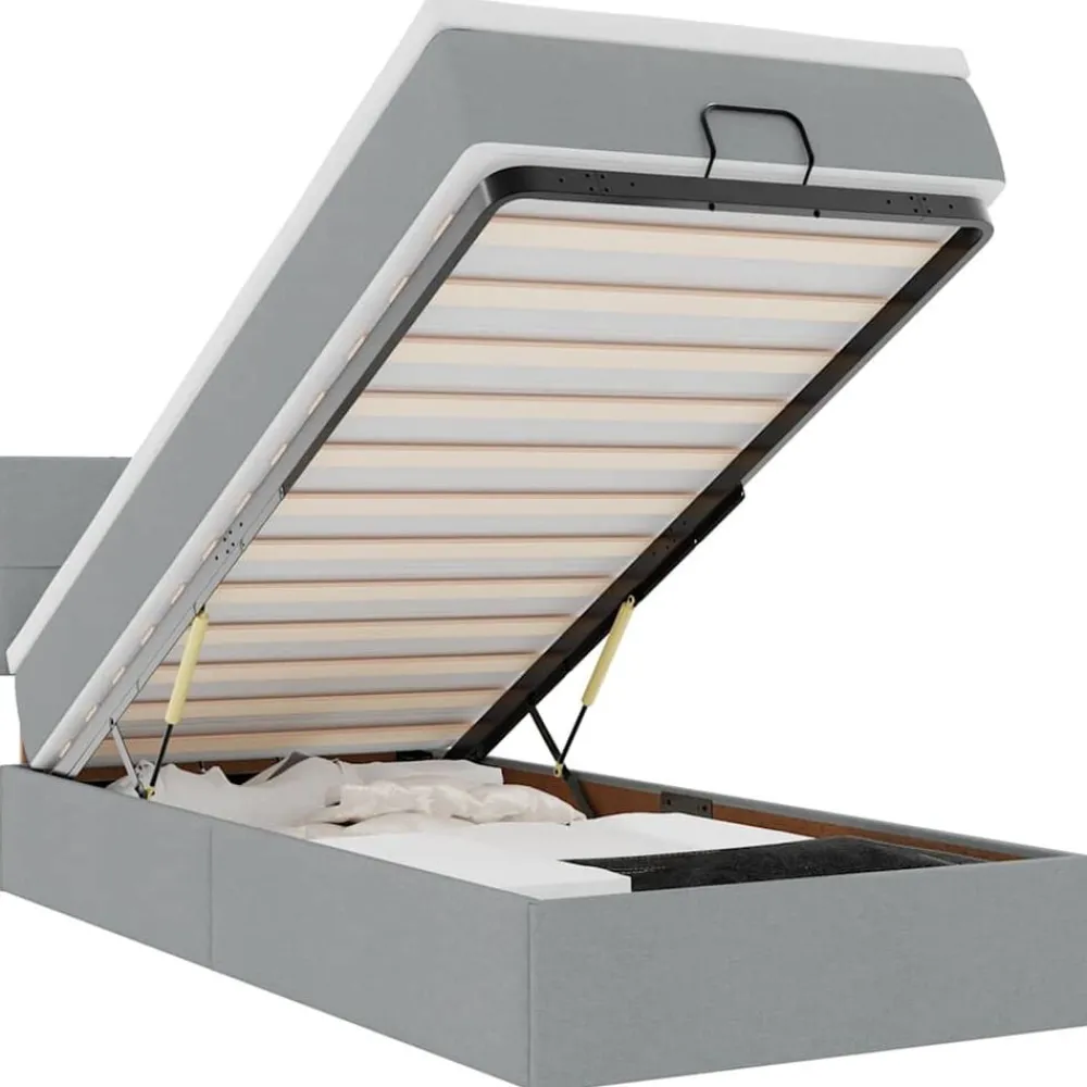 Bedden & Accessoires*vidaXL Ottoman bed met matras 80x200cm stof Lichtgrijs