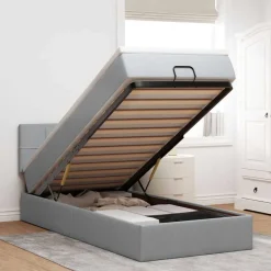 Bedden & Accessoires*vidaXL Ottoman bed met matras 80x200cm stof Lichtgrijs