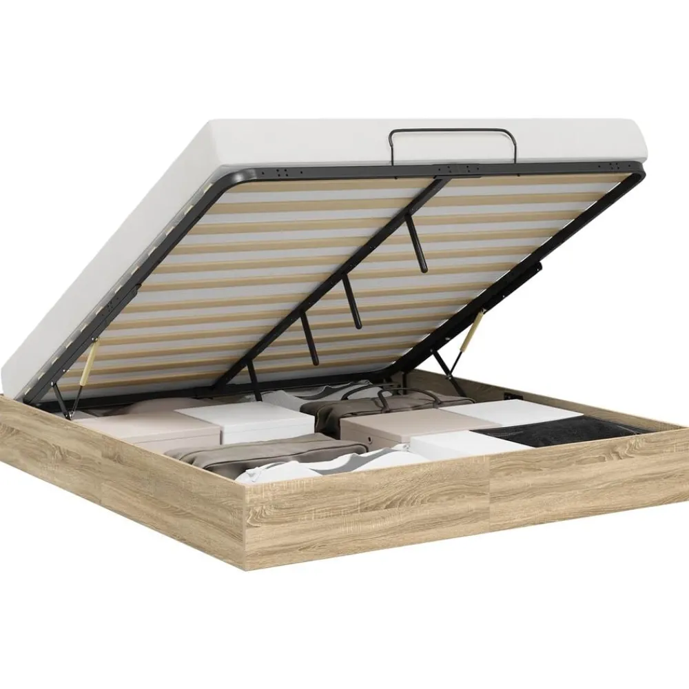 Bedden & Accessoires*vidaXL Ottoman Bedframe met opslag 203 x 180 x 25 cm Sonoma eiken