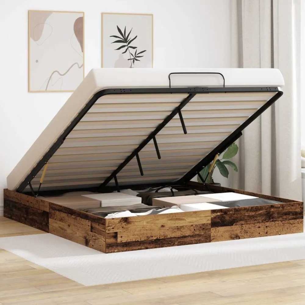 Ottoman Bedframe Oudhout 203 x 180 x 25 cm Geconstrueerd hout>vidaXL New