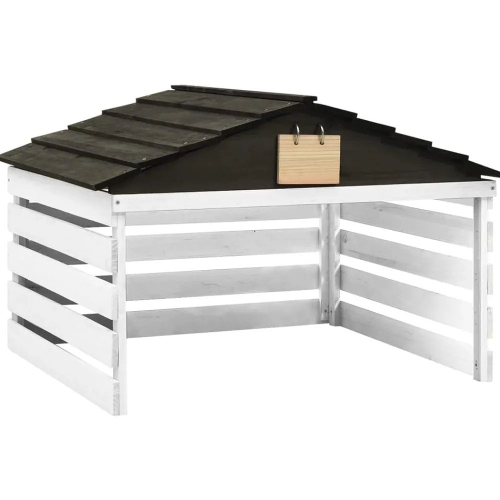 Tuin & Gazon*vidaXL Overkapping voor grasmaaier 78x74x54 cm vurenhout Zwart en wit