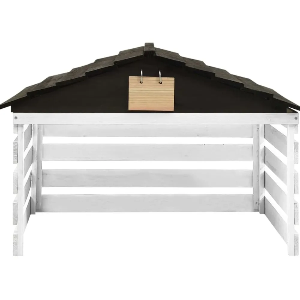 Tuin & Gazon*vidaXL Overkapping voor grasmaaier 78x74x54 cm vurenhout Zwart en wit