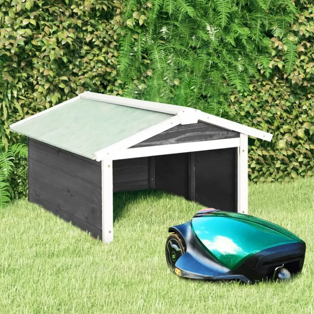 Tuin & Gazon*vidaXL Overkapping voor grasmaaier 72x87x50 cm vurenhout en wit Grijs