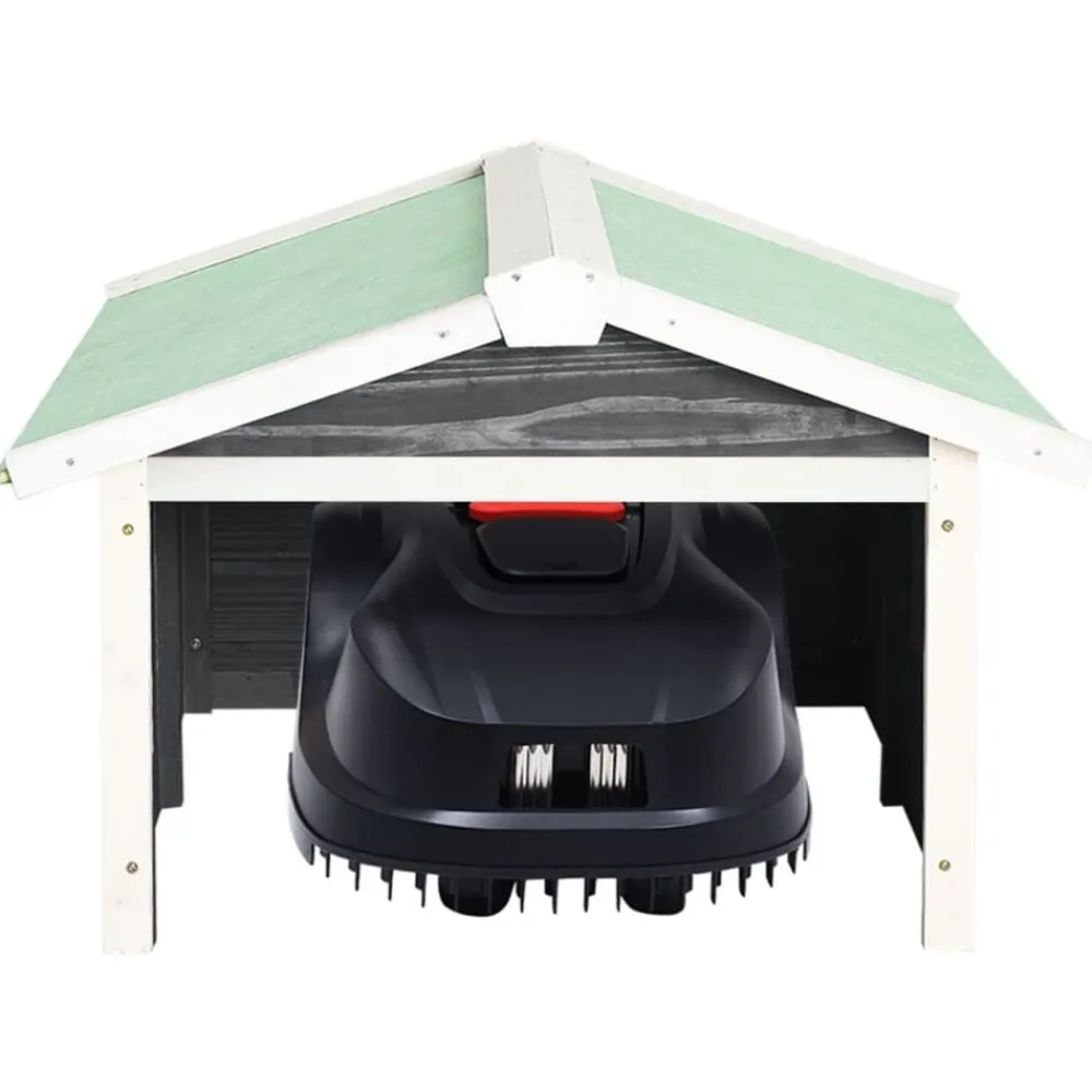 Tuin & Gazon*vidaXL Overkapping voor grasmaaier 72x87x50 cm vurenhout en wit Grijs