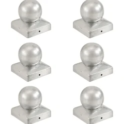 Paalkappen 6 st bol 71x71 mm gegalvaniseerd metaal>vidaXL Clearance