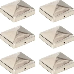 Paalkappen 6 st piramide 71x71 mm roestvrij staal>vidaXL Hot