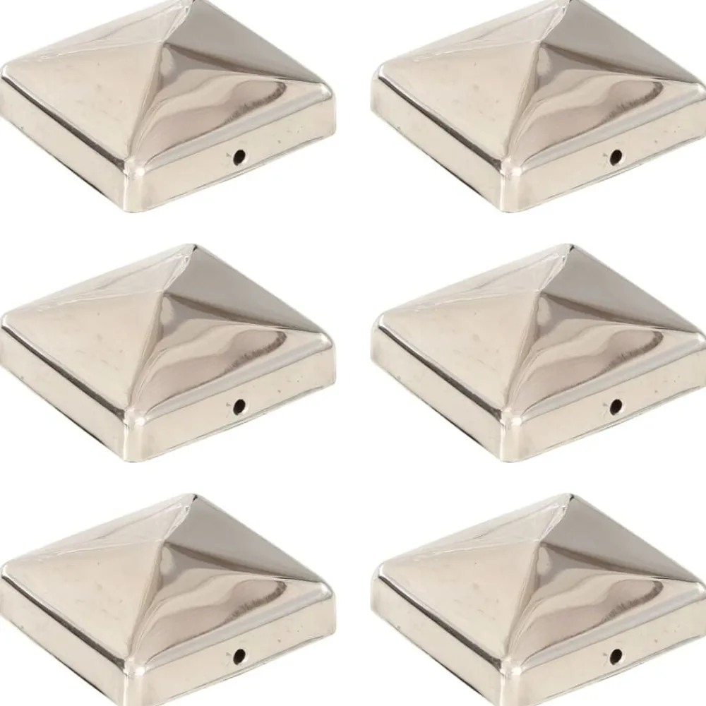 Paalkappen 6 st piramide 71x71 mm roestvrij staal>vidaXL Hot
