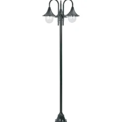 Verlichting*vidaXL Paalverlichting tuin E27 220 cm aluminium 3-delig Donkergroen