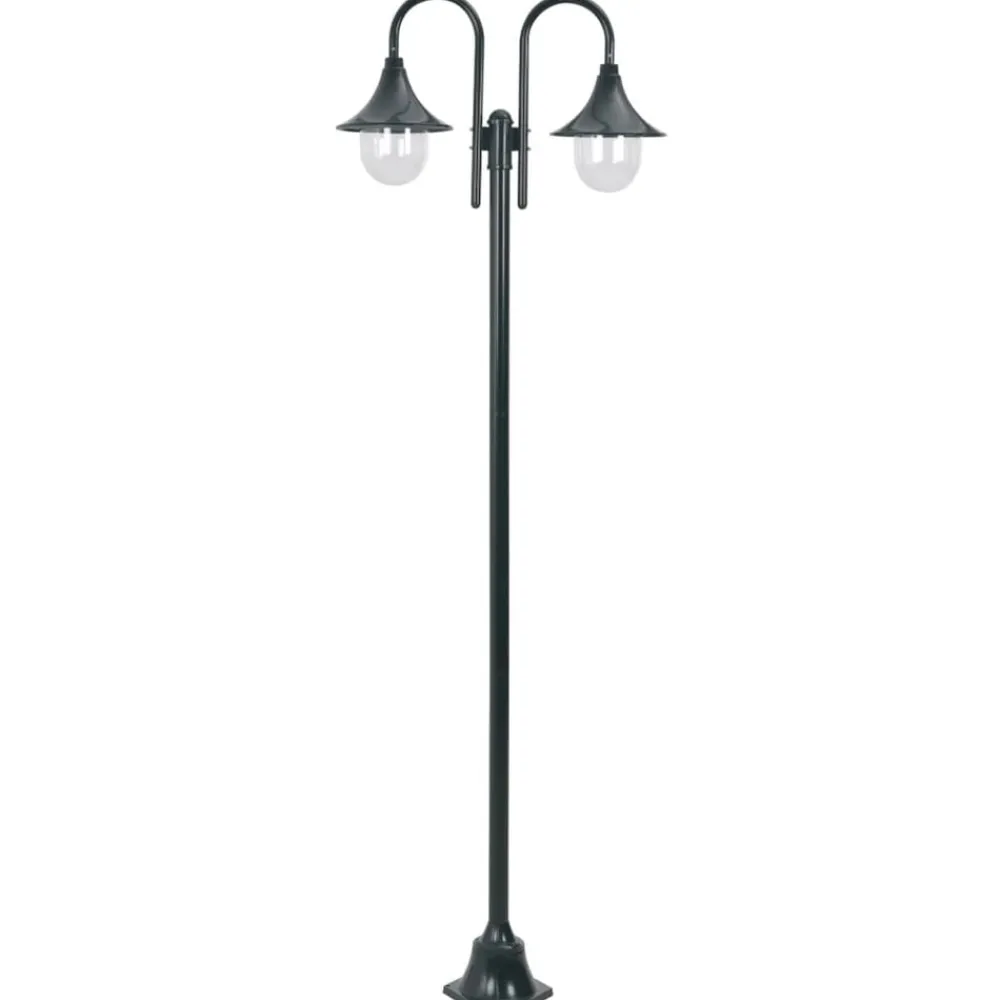 Verlichting*vidaXL Paalverlichting tuin E27 220 cm aluminium 2-delig Donkergroen