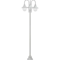 Verlichting*vidaXL Paalverlichting tuin E27 220 cm aluminium 3-delig Wit
