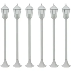 Verlichting*vidaXL Paalverlichting voor tuin E27 110 cm aluminium 6 st Wit