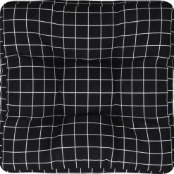 Woon- & Tuinaccessoires*vidaXL Palletkussen ruitpatroon 50x50x12 cm stof zwart Zwart ruitpatroon