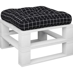 Woon- & Tuinaccessoires*vidaXL Palletkussen ruitpatroon 50x50x12 cm stof zwart Zwart ruitpatroon
