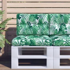 Woon- & Tuinaccessoires*vidaXL Palletkussens 2 st stof Bladpatroon