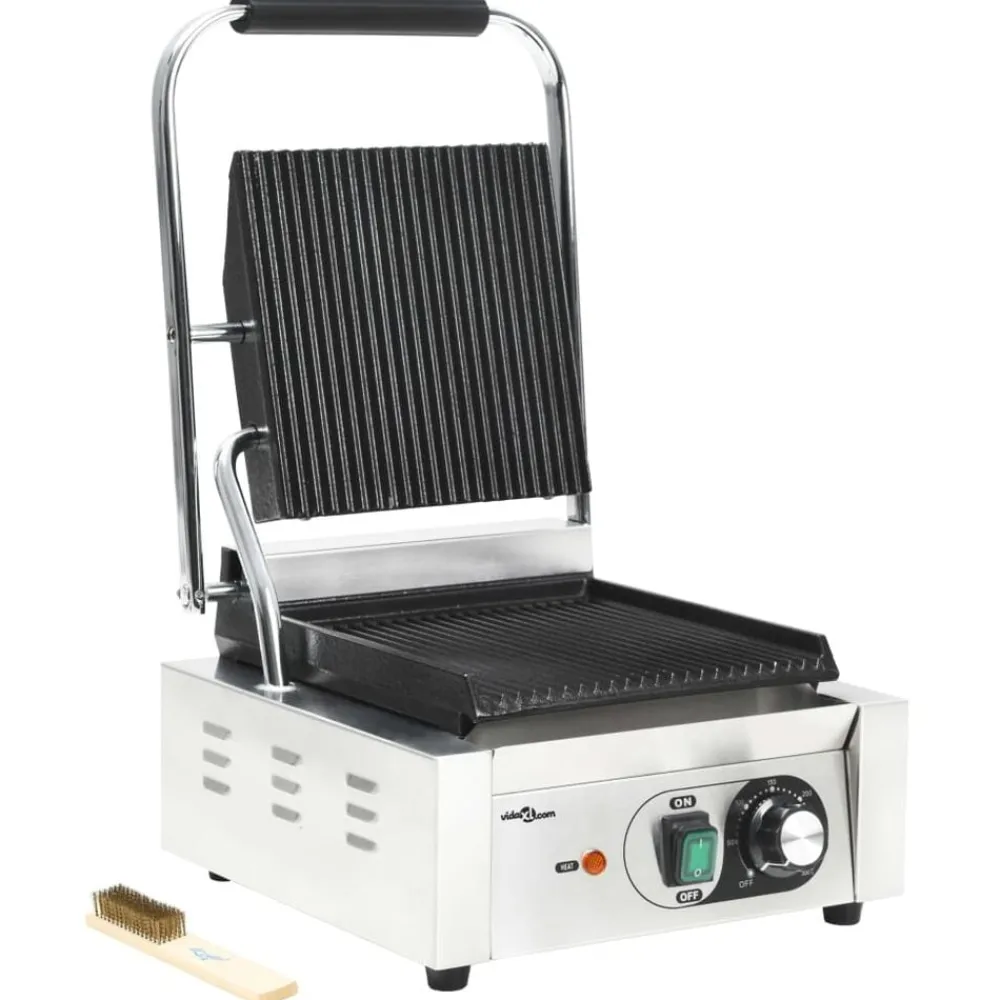 Panini grill gegroefd 1800 W 31x30,5x20 cm roestvrij staal>vidaXL Clearance