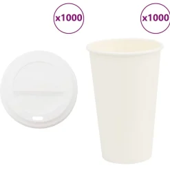 Catering & Horeca*vidaXL Papieren koffiekopjes met deksel 1000 st 16oz 400 ml