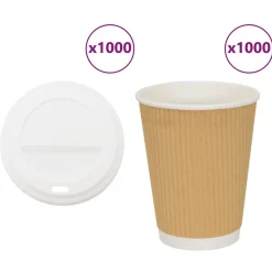 Catering & Horeca*vidaXL Papieren koffiekopjes met deksel 1000 st 16oz 400 ml