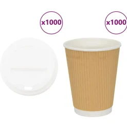 Catering & Horeca*vidaXL Papieren koffiekopjes met deksel 1000 st 12oz 300 ml