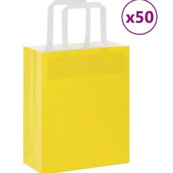 Kunst & Entertainment*vidaXL Papieren zakken 50 st met hengsels 18x8x22 cm Geel