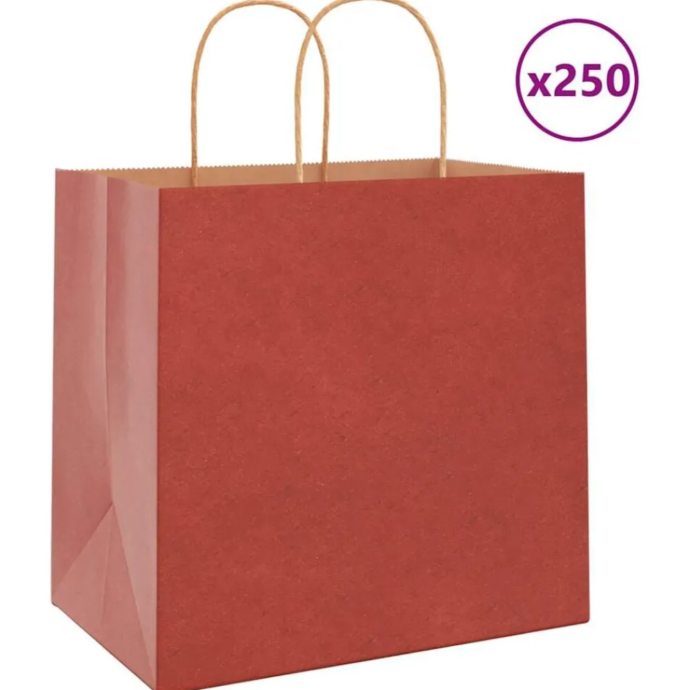Kunst & Entertainment*vidaXL Papieren zakken 250 st met hengsels 26x17x25 cm Rood