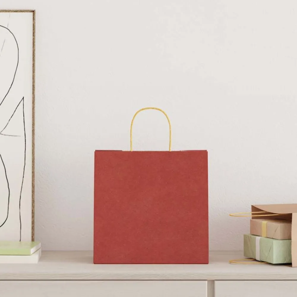 Kunst & Entertainment*vidaXL Papieren zakken 250 st met hengsels 26x17x25 cm Rood