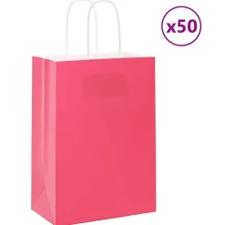 Kunst & Entertainment*vidaXL Papieren zakken 50 st met hengsels 15x8x21 cm Roze