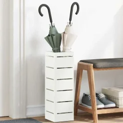 Huishoudelijke Benodigdheden*vidaXL Paraplu Standaard met opslag 15,5 x 15,5 x 49 cm Staal Wit