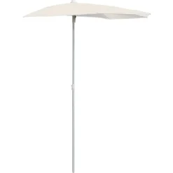 Tuin & Gazon*vidaXL Parasol half met paal 180x90 cm kleurig Zand