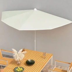 Tuin & Gazon*vidaXL Parasol half met paal 180x90 cm kleurig Zand