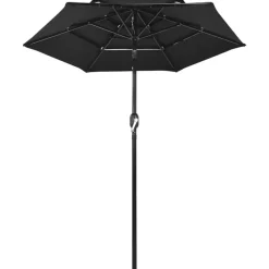 Tuin & Gazon*vidaXL Parasol 3-laags met aluminium paal 2 m Zwart