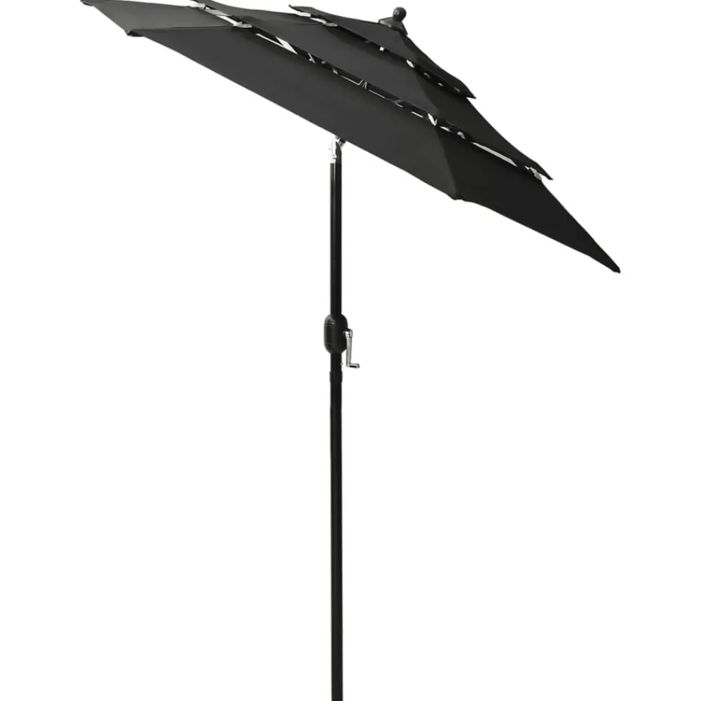 Tuin & Gazon*vidaXL Parasol 3-laags met aluminium paal 2 m Zwart