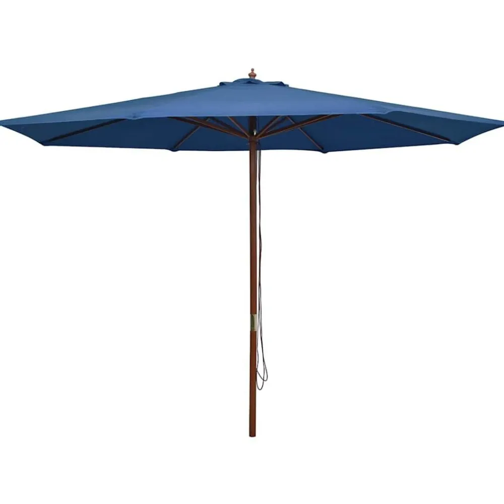 Tuin & Gazon*vidaXL Parasol met houten paal 350 cm Blauw