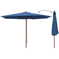 Tuin & Gazon*vidaXL Parasol met houten paal 350 cm Blauw