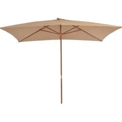 Tuin & Gazon*vidaXL Parasol met houten paal 200x300 cm Taupe