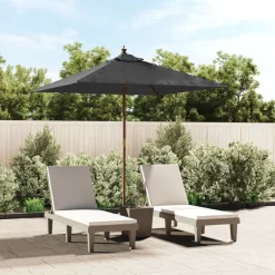 Tuin & Gazon*vidaXL Parasol met houten paal 198x198x231 cm kleurig Antraciet
