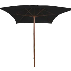 Tuin & Gazon*vidaXL Parasol met houten paal 200x300 cm Zwart