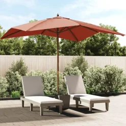 Tuin & Gazon*vidaXL Parasol met houten paal 300x300x273 cm kleurig Terracotta