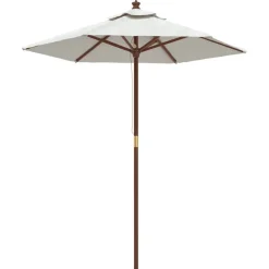 Tuin & Gazon*vidaXL Parasol met houten paal 196x231 cm kleurig Zand