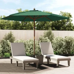 Tuin & Gazon*vidaXL Parasol met houten paal 299x240 cm Groen