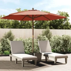 Tuin & Gazon*vidaXL Parasol met houten paal 299x240 cm kleurig Terracotta