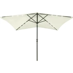 Tuin & Gazon*vidaXL Parasol met LED's en stalen paal 2x3 m kleurig Zand